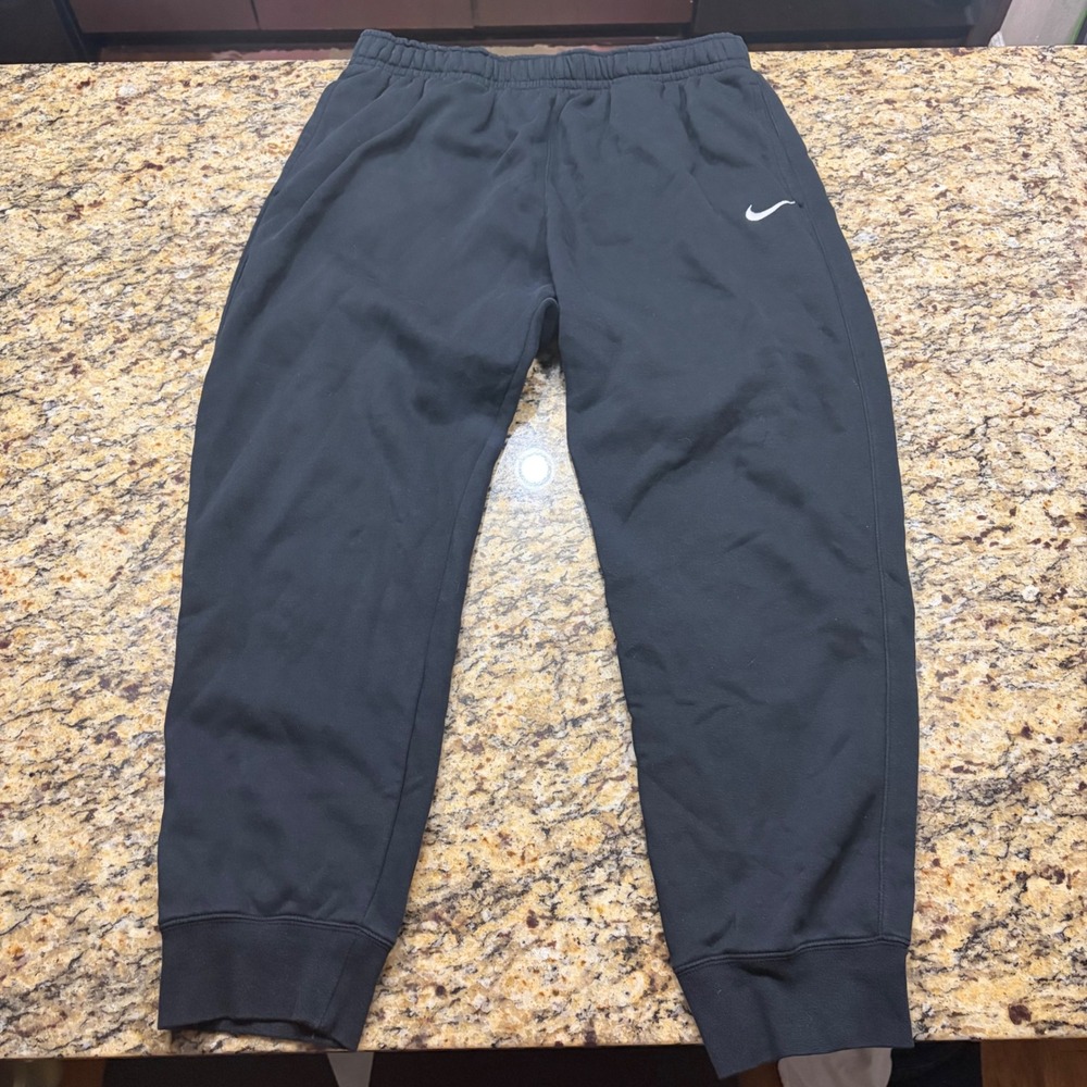 Nike Mens Fleece Sweatpants Black Embroidered Swoosh Joggers XL ws